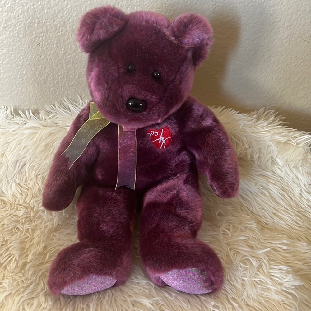 Vintage TY Beanie Buddies Purple Bear